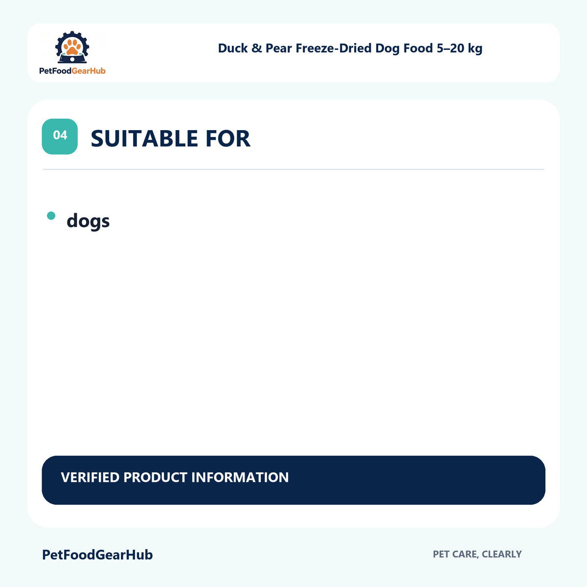 PetFoodGearHub Duck & Pear Freeze-Dried Dog Food 5–20 kg suitable pet