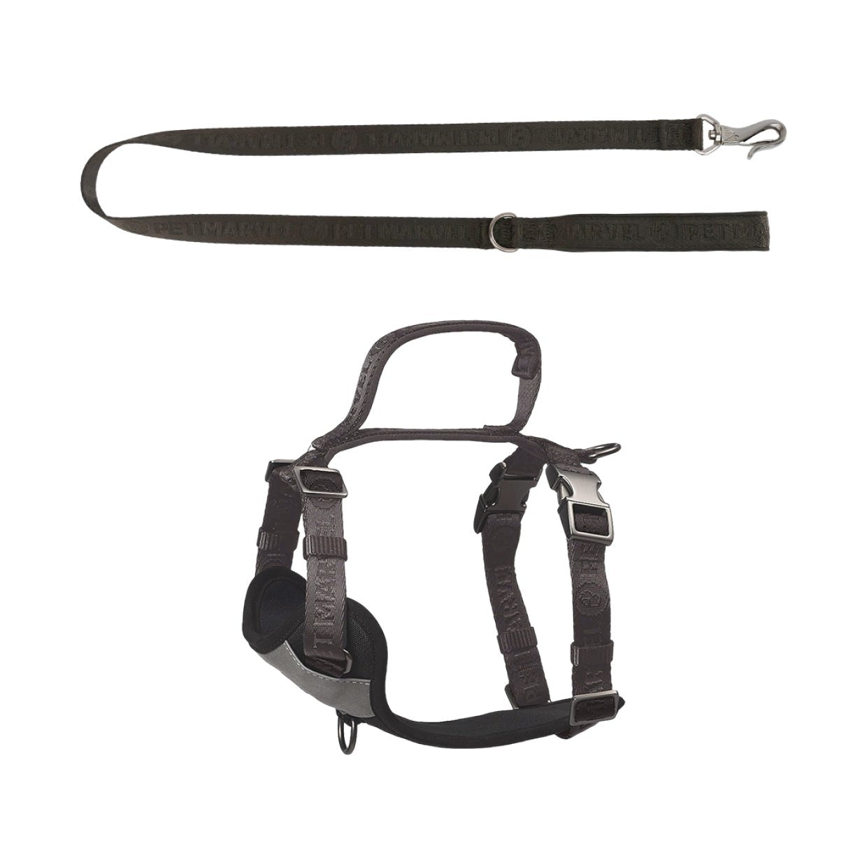 The set comes with a embroidered mint green no pull dog harness and leash that matching