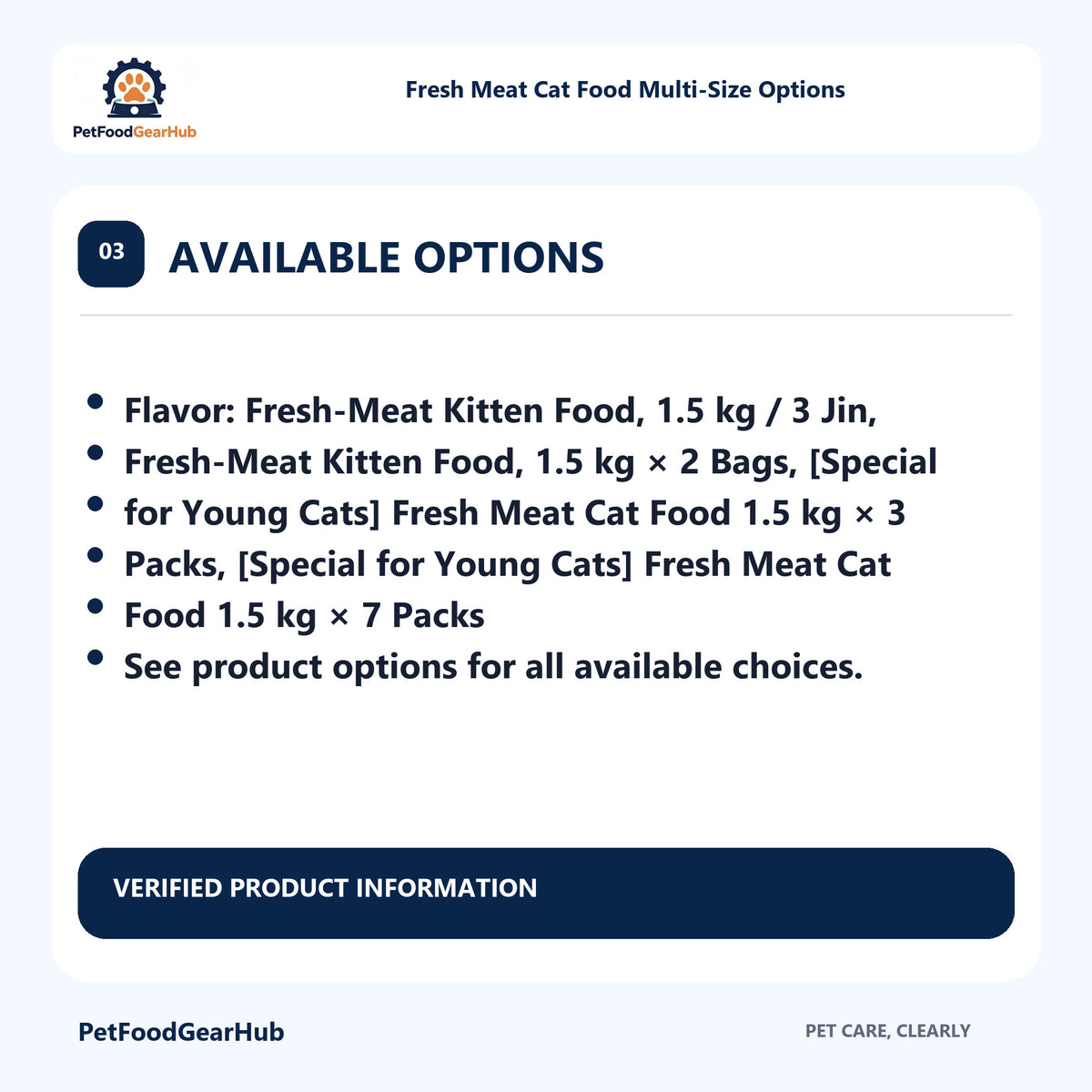 PetFoodGearHub Fresh Meat Cat Food Multi-Size Options sizes options