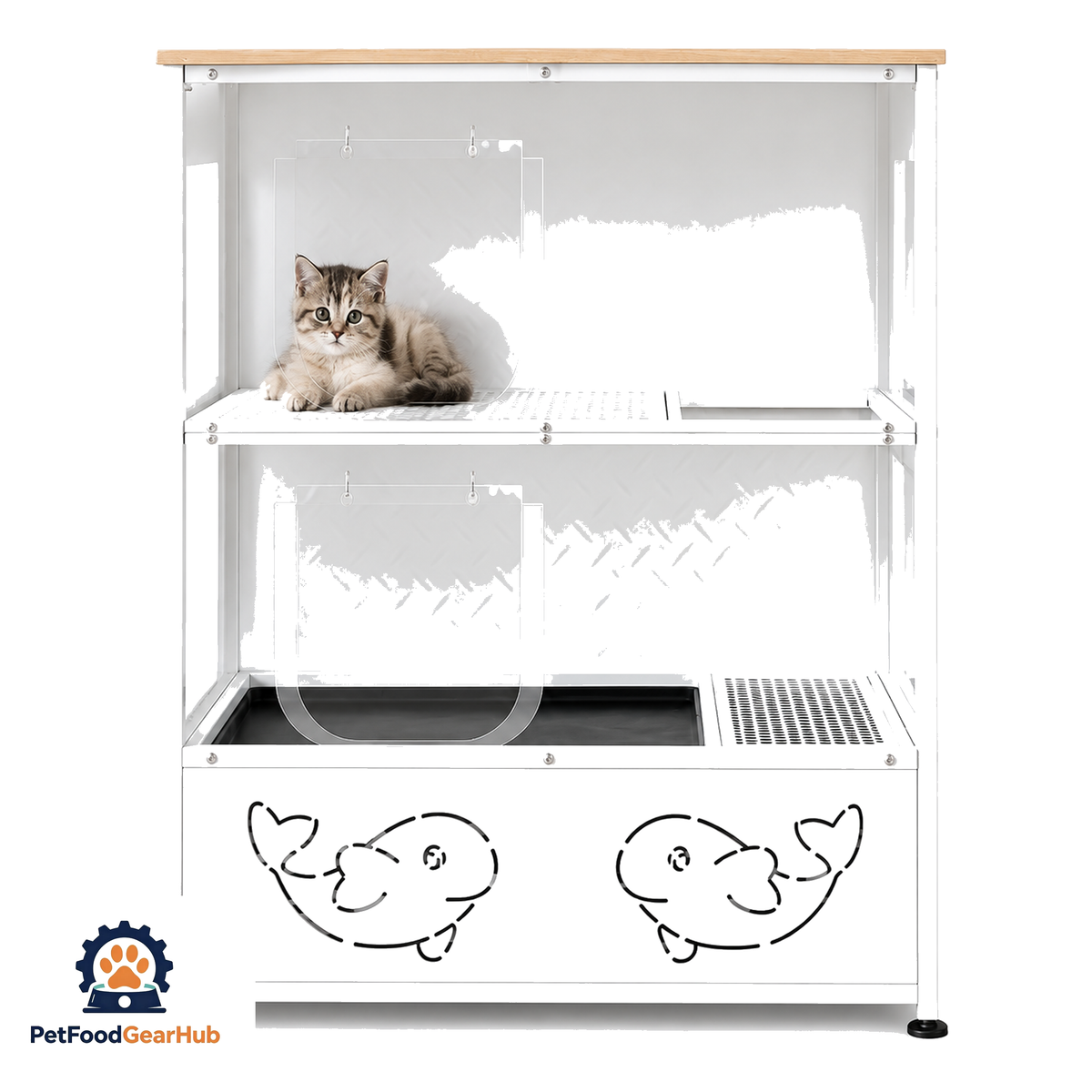 PetFoodGearHub enclosed cat litter cabinet