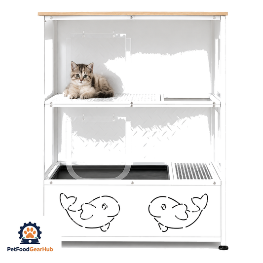 PetFoodGearHub enclosed cat litter cabinet