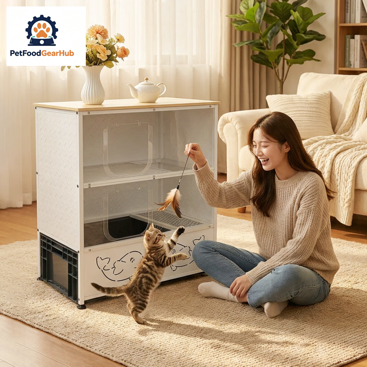 PetFoodGearHub enclosed cat litter cabinet — view 2