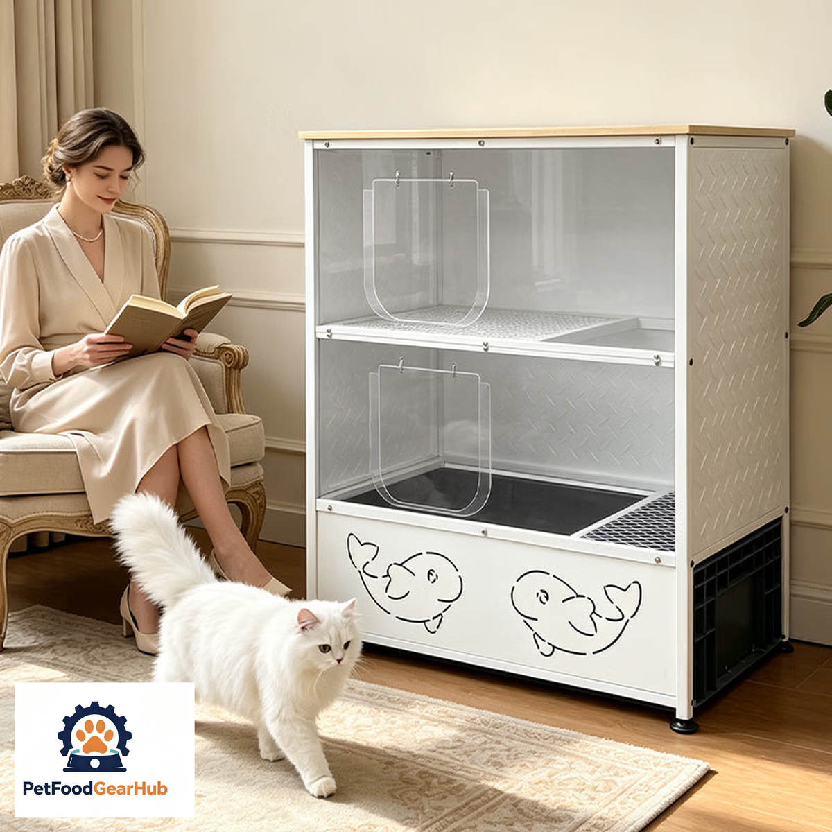 PetFoodGearHub enclosed cat litter cabinet — view 3