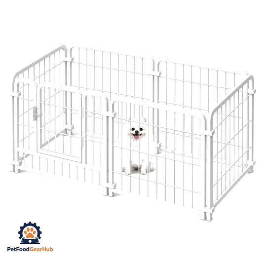 PetFoodGearHub modular metal pet playpen with door