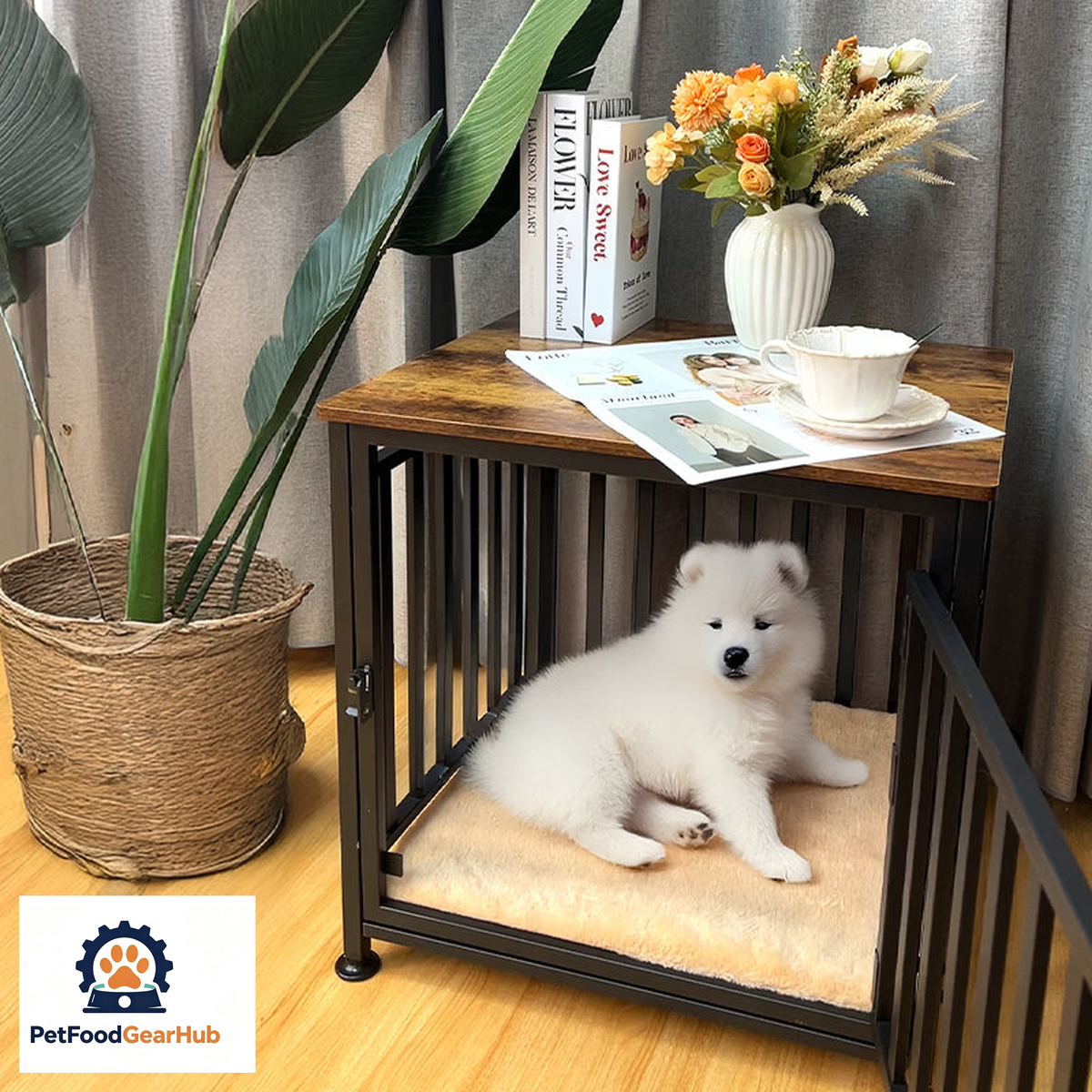 PetFoodGearHub furniture-style indoor dog crate — view 2
