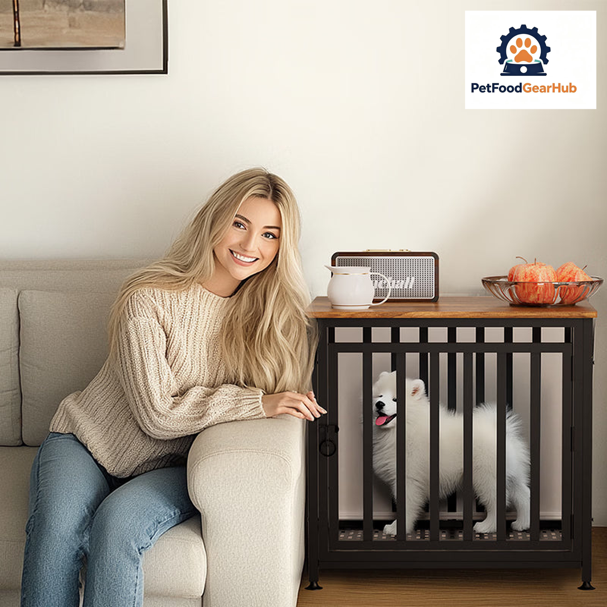 PetFoodGearHub furniture-style indoor dog crate — view 4