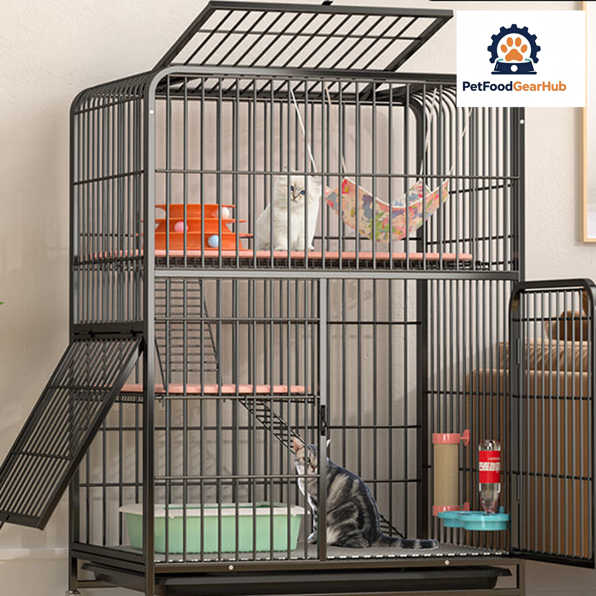 PetFoodGearHub multi-level indoor cat cage — view 2