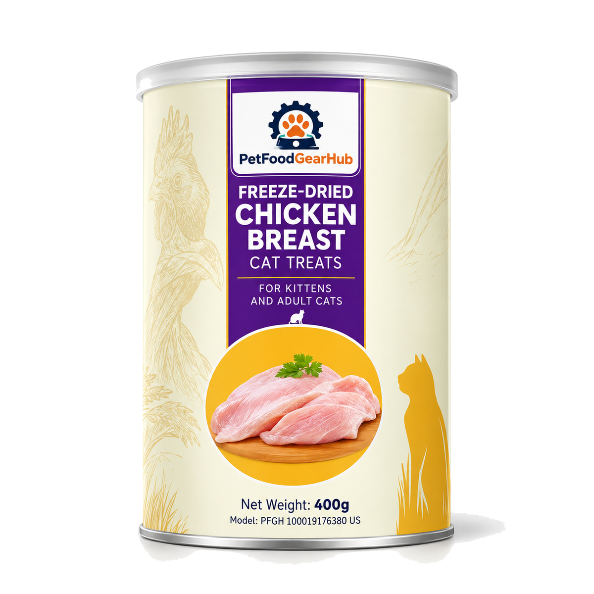 PetFoodGearHub Freeze-Dried Chicken Breast Cat Treats, 400 g - PetFoodGearHub product image