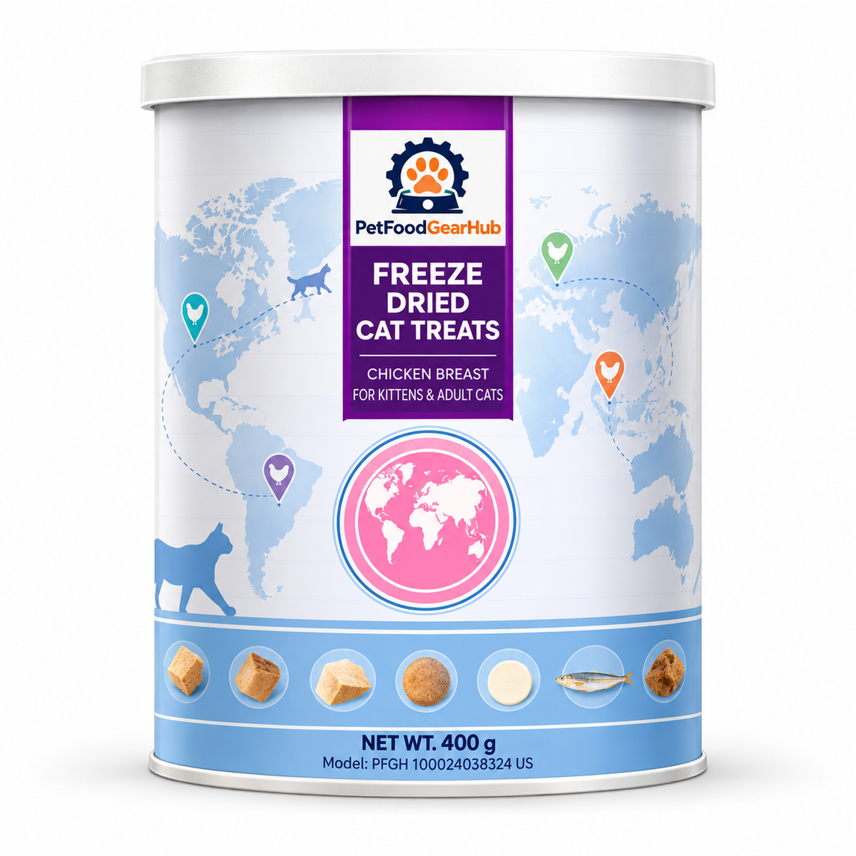 PetFoodGearHub Freeze-Dried Chicken Breast Cat Treats, 400 g - PetFoodGearHub product image