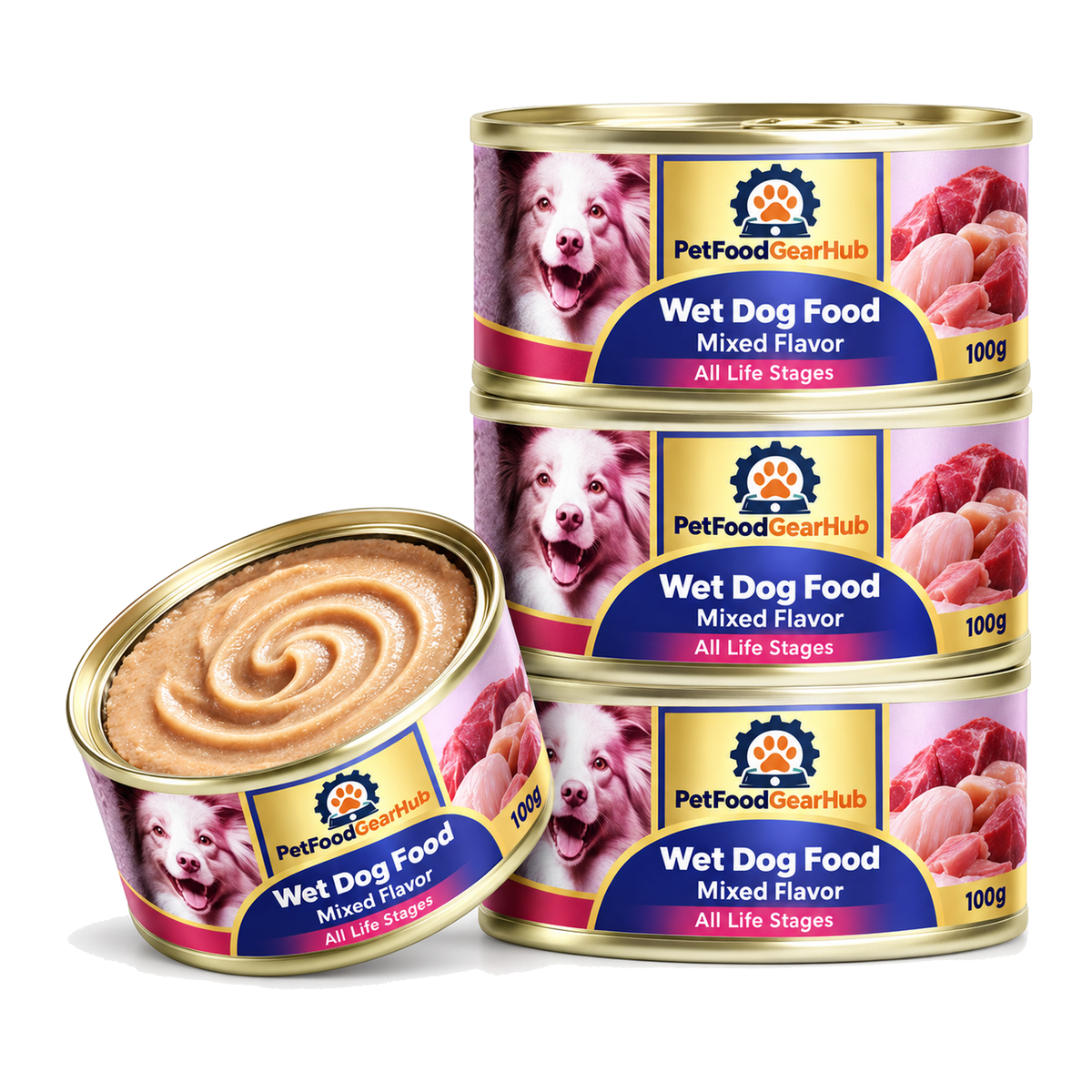 PetFoodGearHub Mixed Wet Dog Food, 100 g × 12 Cans - PetFoodGearHub product image