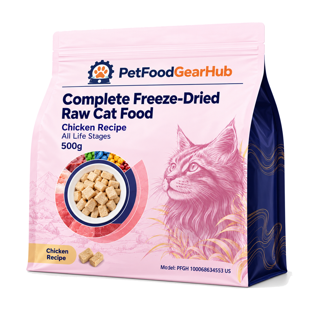 PetFoodGearHub Freeze-Dried Raw Chicken Cat Food, 500 g - PetFoodGearHub product image