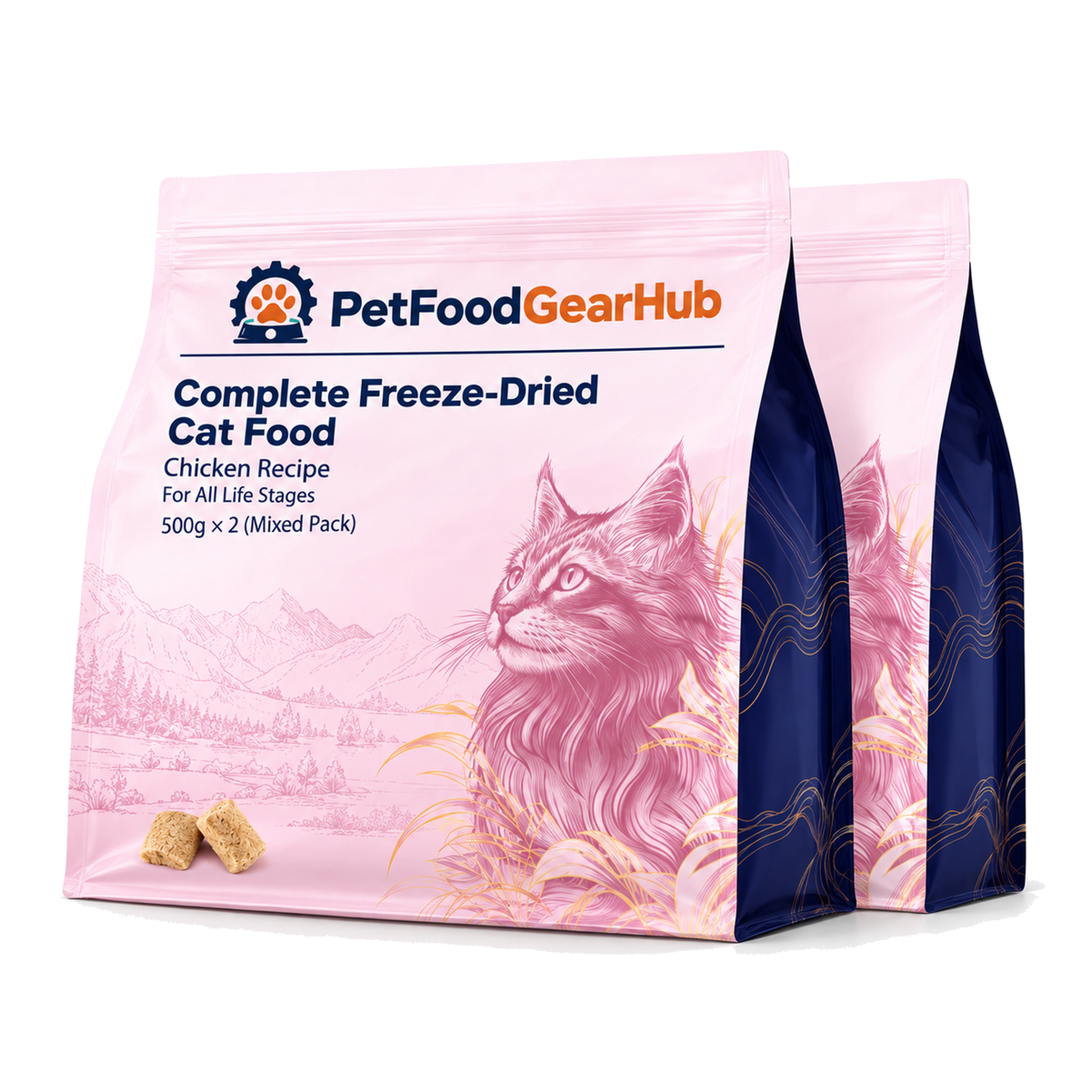 PetFoodGearHub Mixed Freeze-Dried Raw Cat Food, 500 g × 2 - PetFoodGearHub product image