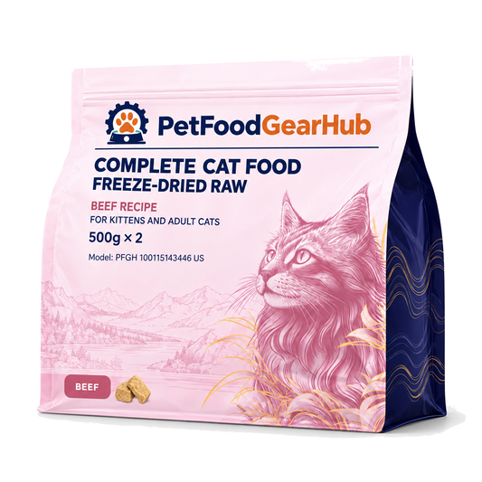 PetFoodGearHub Freeze-Dried Raw Beef Cat Food, 500 g × 2 - PetFoodGearHub product image