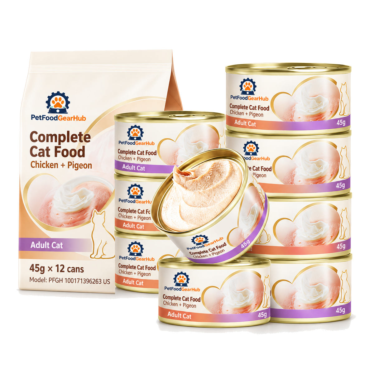 PetFoodGearHub Mixed Wet Cat Food, 45 g × 12 Cans - PetFoodGearHub product image