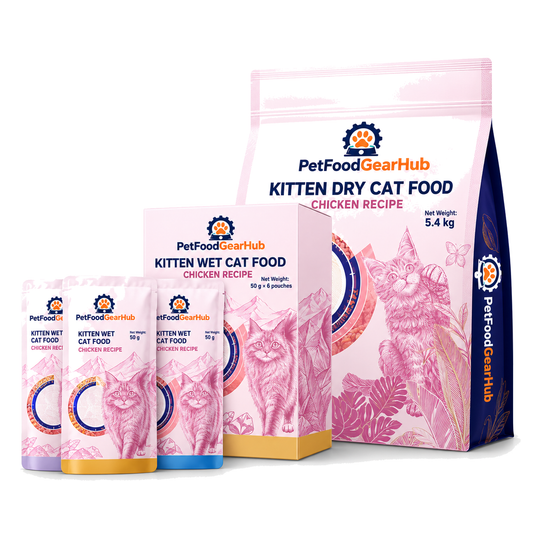PetFoodGearHub Kitten Dry & Wet Food Bundle, 5.4 kg + 50 g × 6 - PetFoodGearHub product image