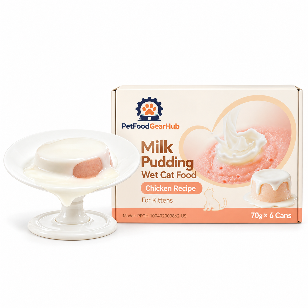 PetFoodGearHub Creamy Pudding Wet Cat Food Variety Pack, 70 g × 6 - PetFoodGearHub product image