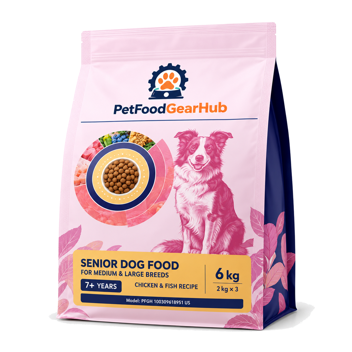 PetFoodGearHub Senior Dog Food for Medium & Large Breeds, 2 kg × 3 - PetFoodGearHub product image