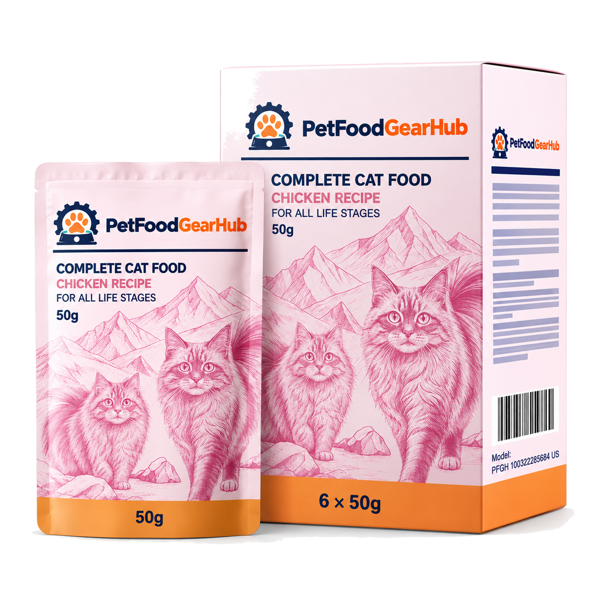 PetFoodGearHub Chicken Wet Cat Food Pouches, 50 g × 6 - PetFoodGearHub product image