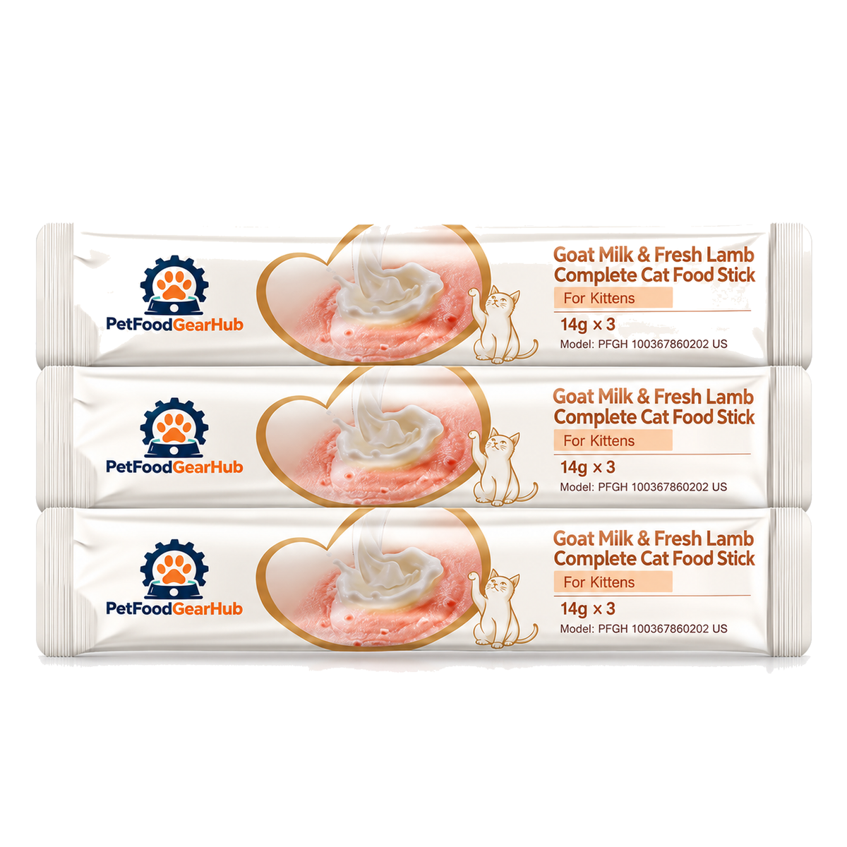 PetFoodGearHub Goat Milk & Fresh Meat Kitten Food Sticks, 14 g × 3 - PetFoodGearHub product image