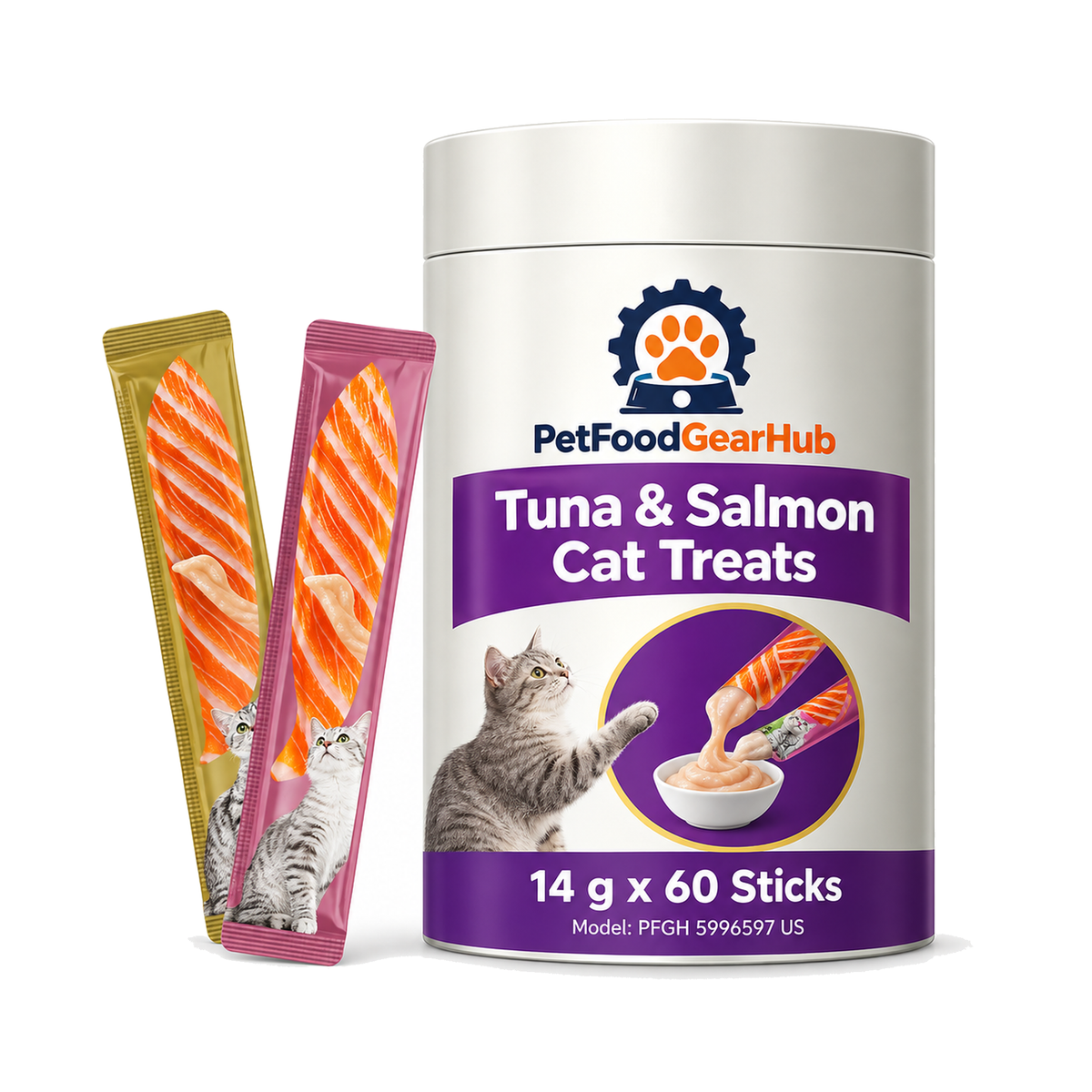 PetFoodGearHub Mixed Cat Treat Sticks, 14 g × 60 - PetFoodGearHub product image