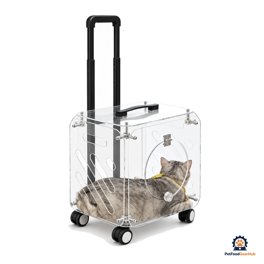 PetFoodGearHub Acrylic Pet Rolling Carrier - product view 1