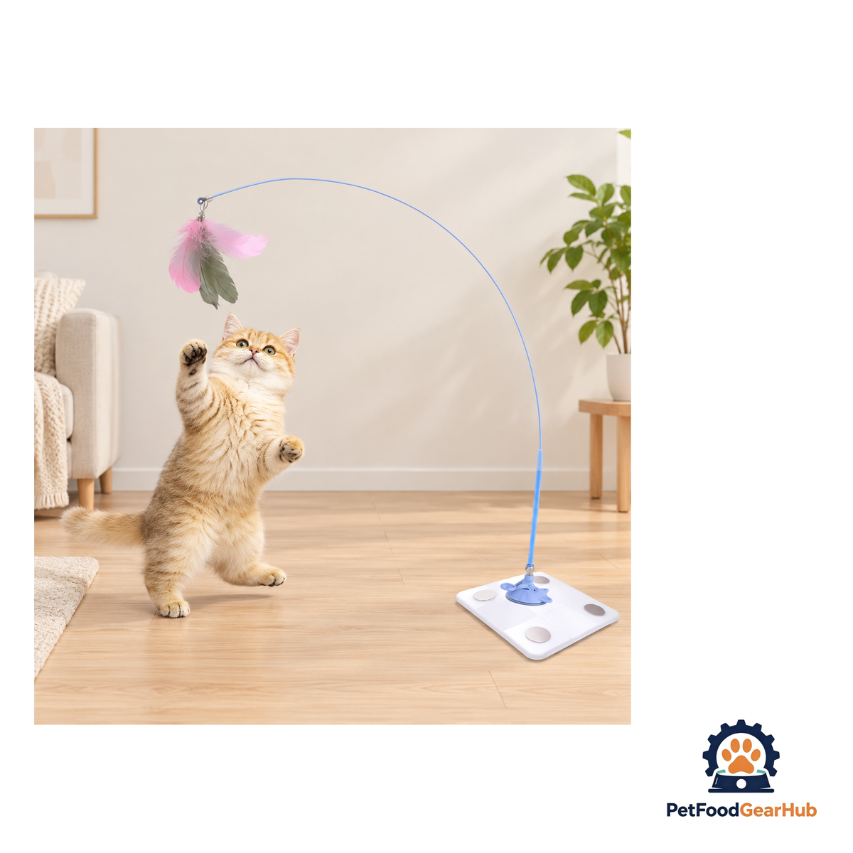 PetFoodGearHub Interactive Feather Cat Teaser with Suction Cup Base - product image 2