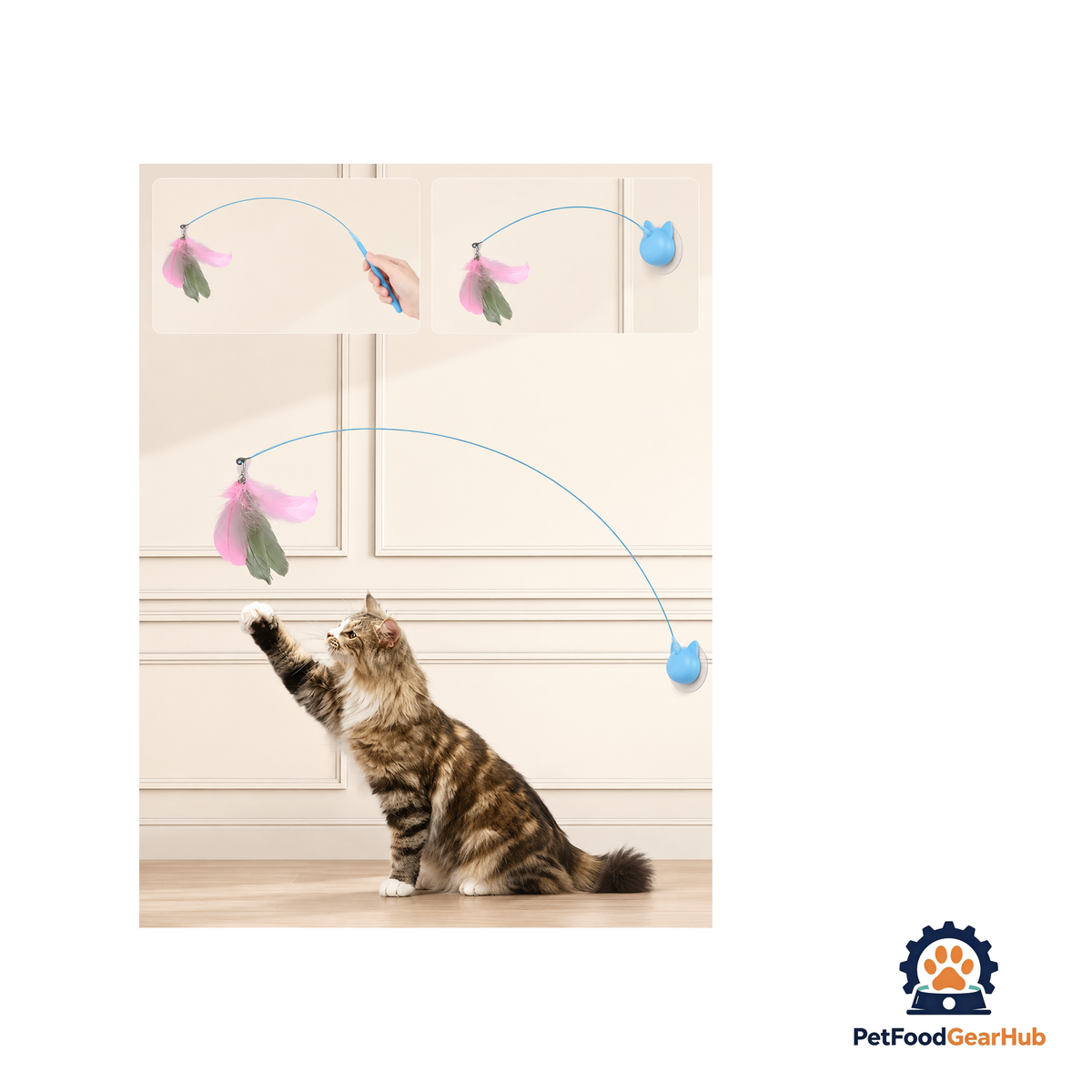 PetFoodGearHub Interactive Feather Cat Teaser with Suction Cup Base - product image 4
