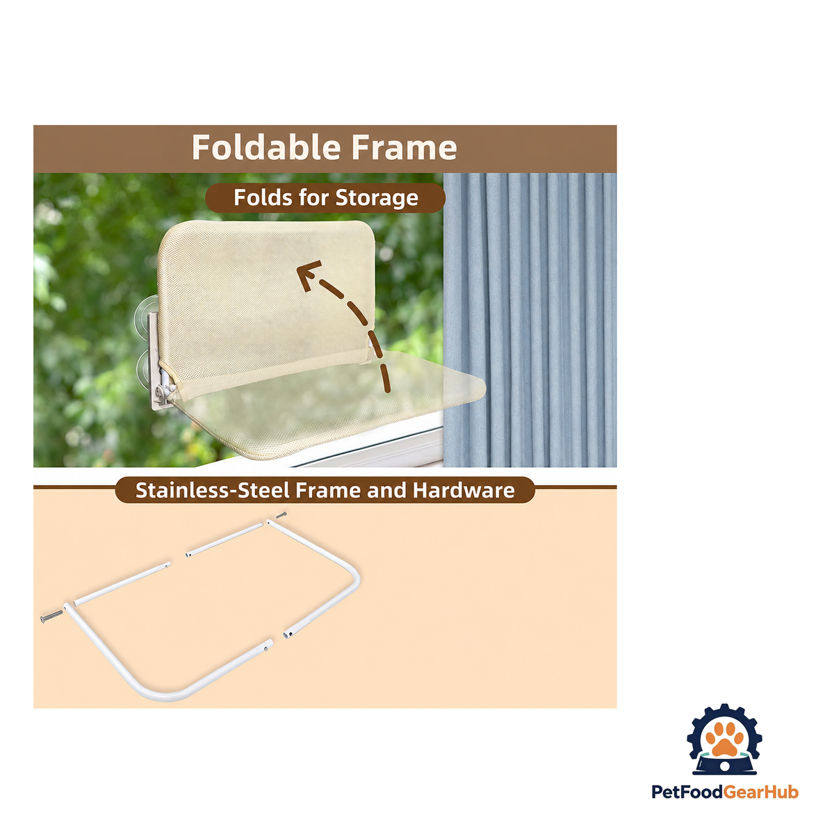 PetFoodGearHub Cordless Cat Window Perch - product image 3