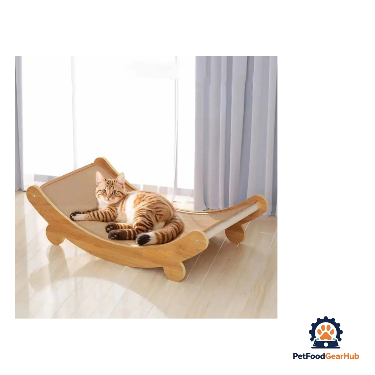 PetFoodGearHub Wooden Cat Scratcher Bed - product image 2
