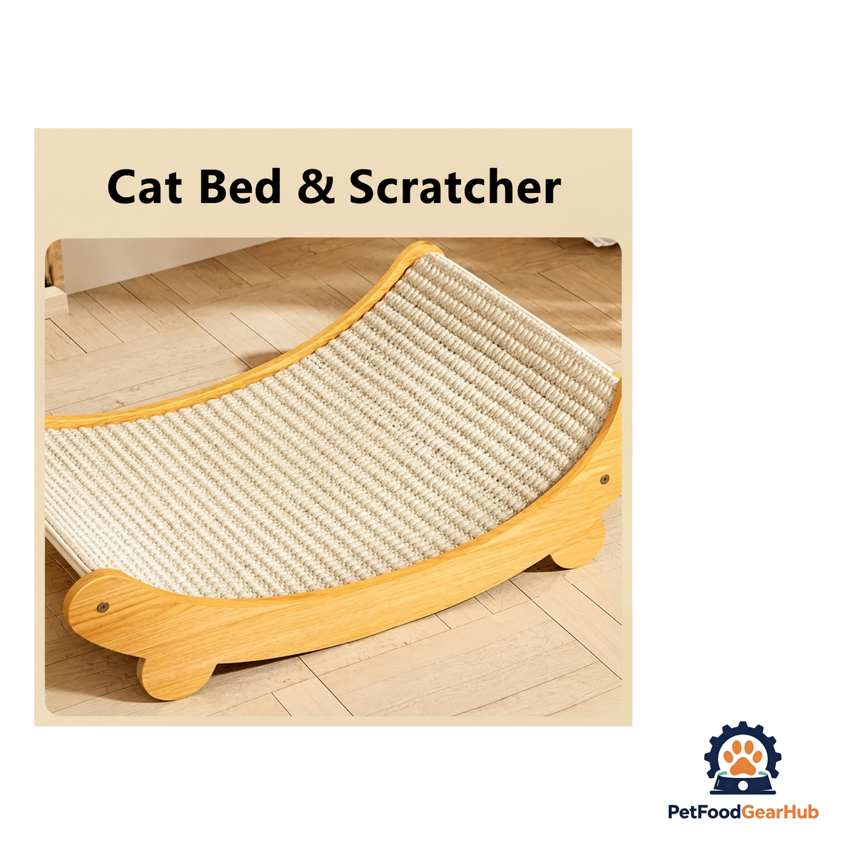 PetFoodGearHub Wooden Cat Scratcher Bed - product image 4