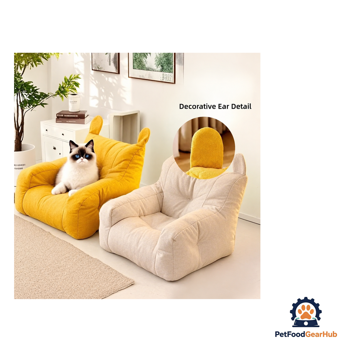 PetFoodGearHub Cute & Soft Cat Ear Pet Sofa - product image 6