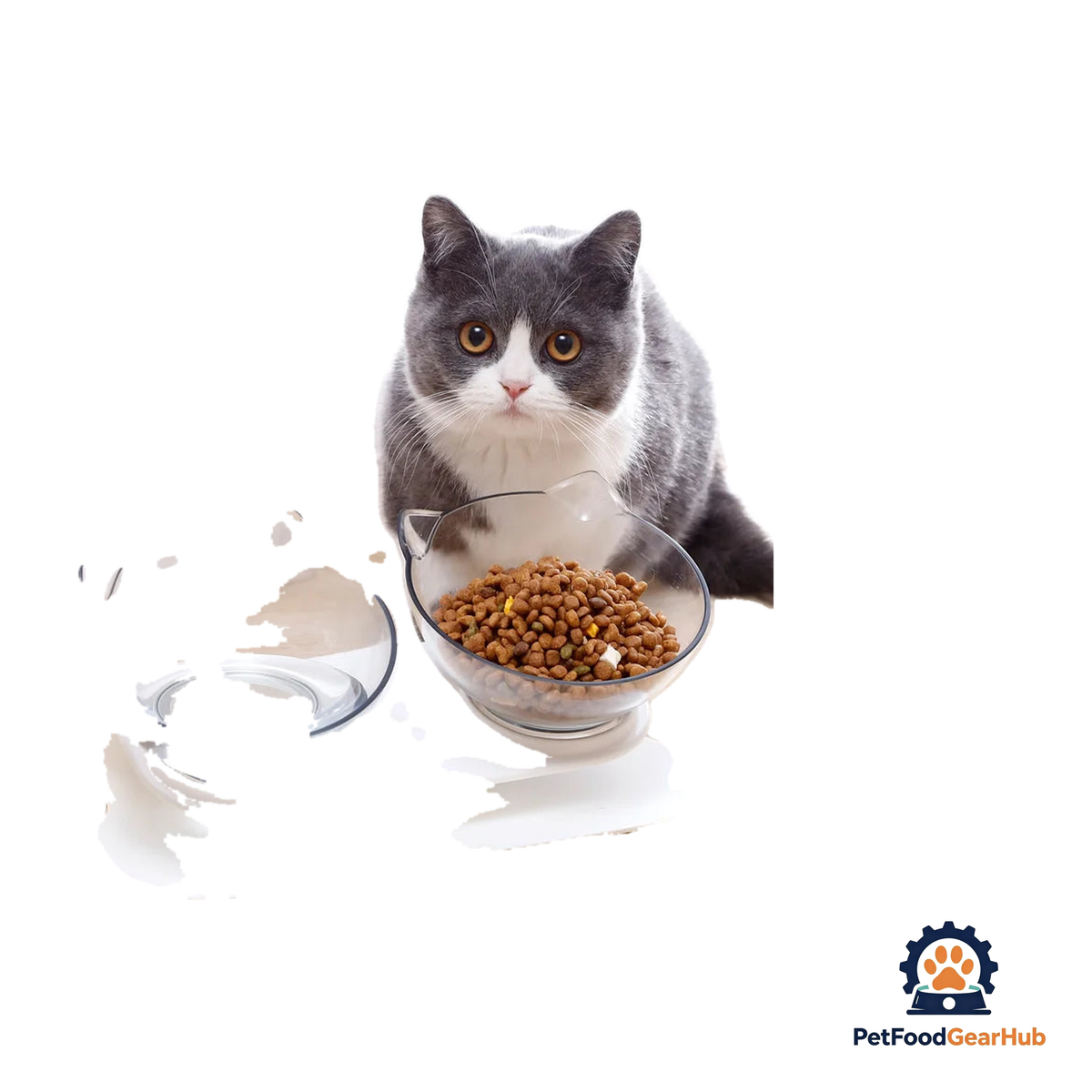 PetFoodGearHub Ergonomic Non-Slip Double Cat Bowl Set with Inclined Stand for Cats and Small Dogs - product image 1