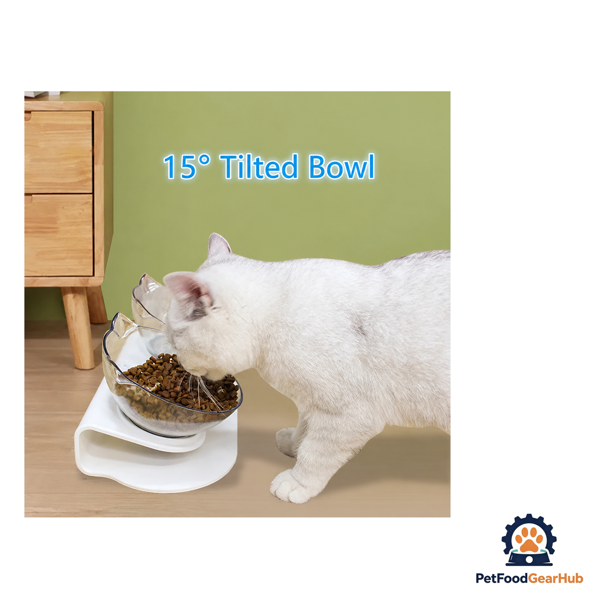 PetFoodGearHub Ergonomic Non-Slip Double Cat Bowl Set with Inclined Stand for Cats and Small Dogs - product image 2