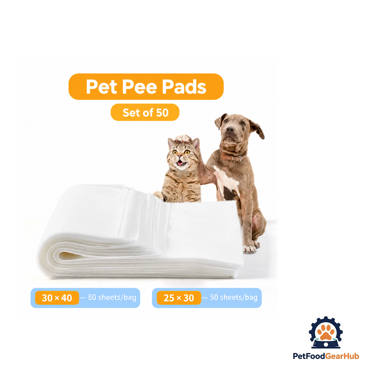 PetFoodGearHub Pet Pee Pads, Set of 50 - product image 2