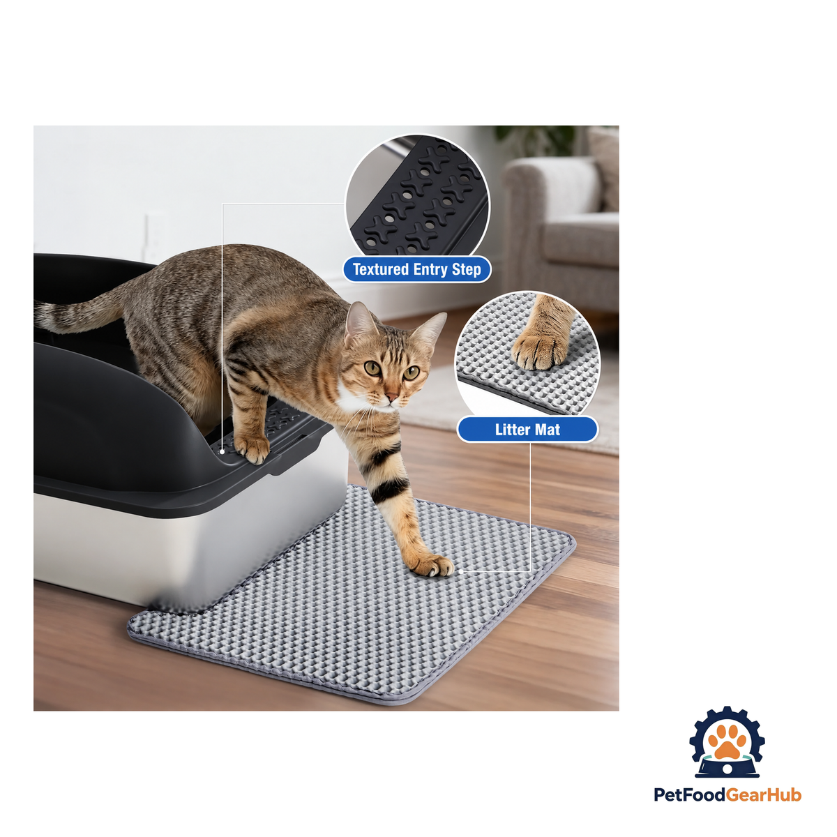 PetFoodGearHub Stainless Steel Cat Litter Box with Lid, Scoop & Mat - product image 4