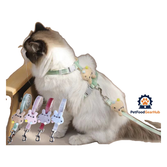 PetFoodGearHub Adjustable Cat Harness & Leash with Cartoon Design - product image 1