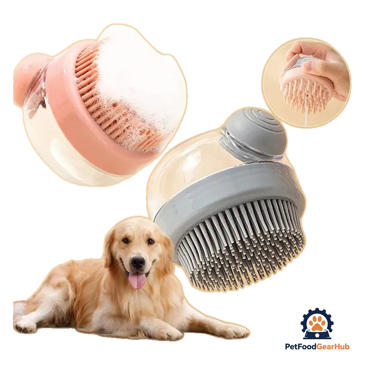 PetFoodGearHub Soft Silicone Pet Bath Brush with Shampoo Dispenser - product image 1