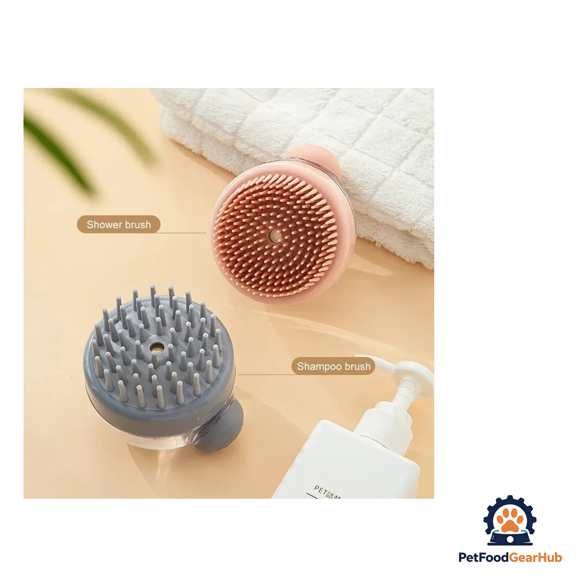 PetFoodGearHub Soft Silicone Pet Bath Brush with Shampoo Dispenser - product image 2