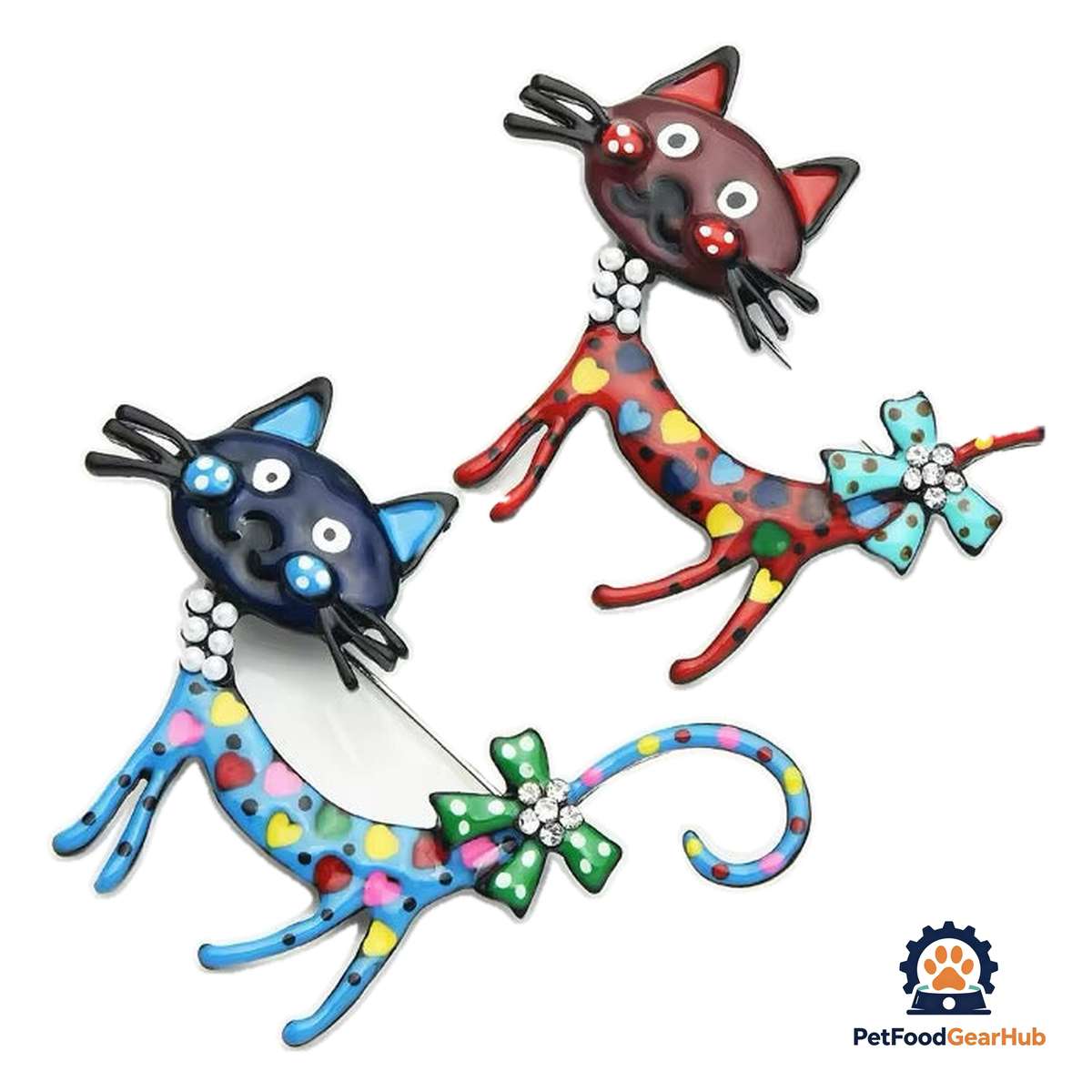 PetFoodGearHub Pearl Bow Cat Brooch Pin for Cat Lovers - product image 1