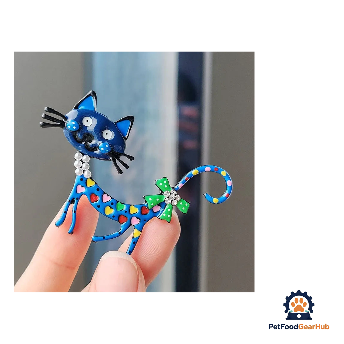 PetFoodGearHub Pearl Bow Cat Brooch Pin for Cat Lovers - product image 3