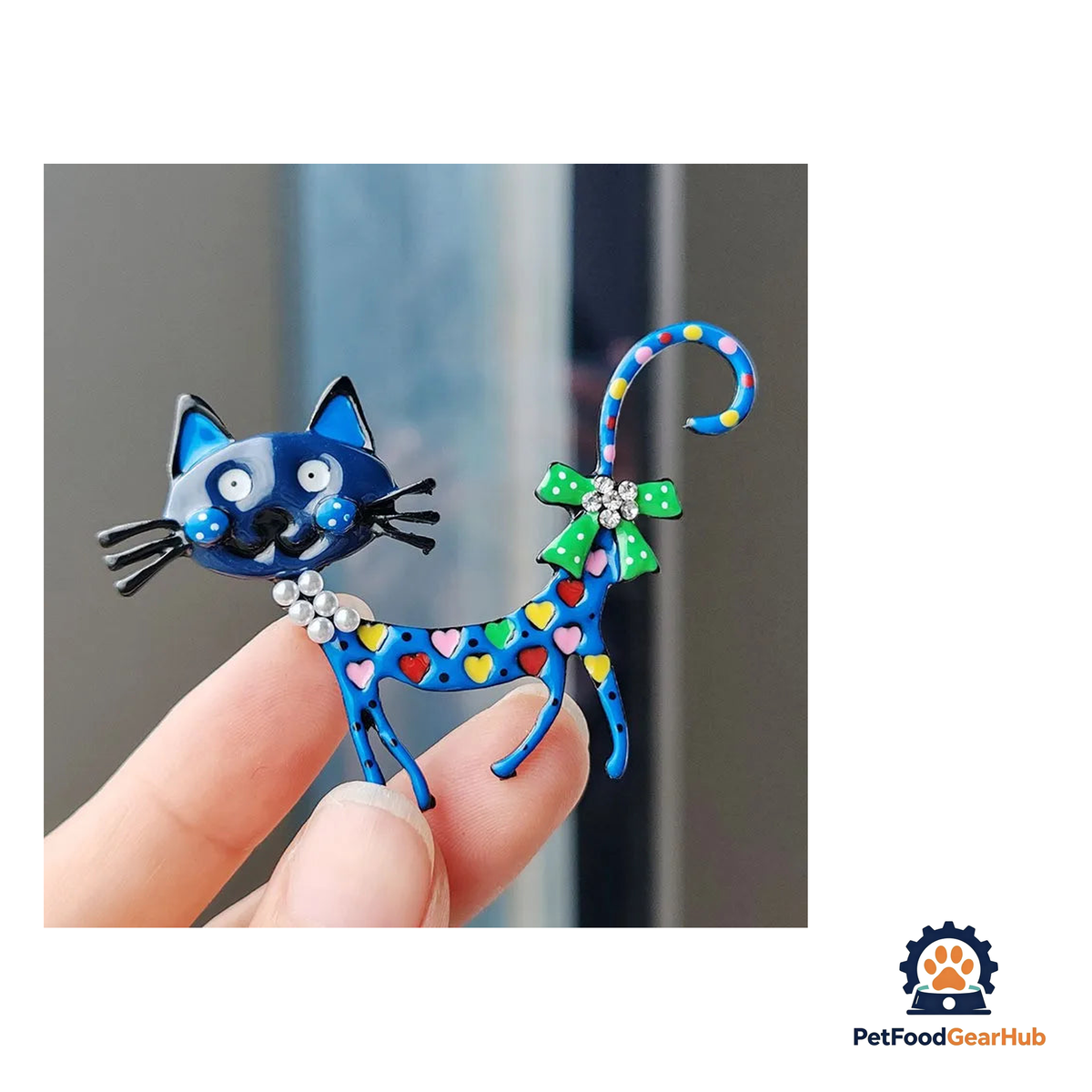 PetFoodGearHub Pearl Bow Cat Brooch Pin for Cat Lovers - product image 4