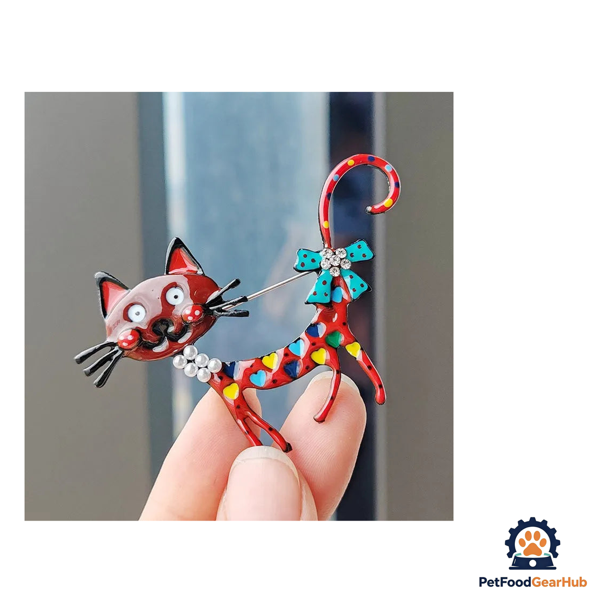 PetFoodGearHub Pearl Bow Cat Brooch Pin for Cat Lovers - product image 5