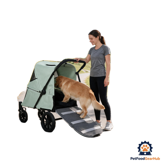 PetFoodGearHub Large Foldable Pet Stroller with Ramp - product image 1