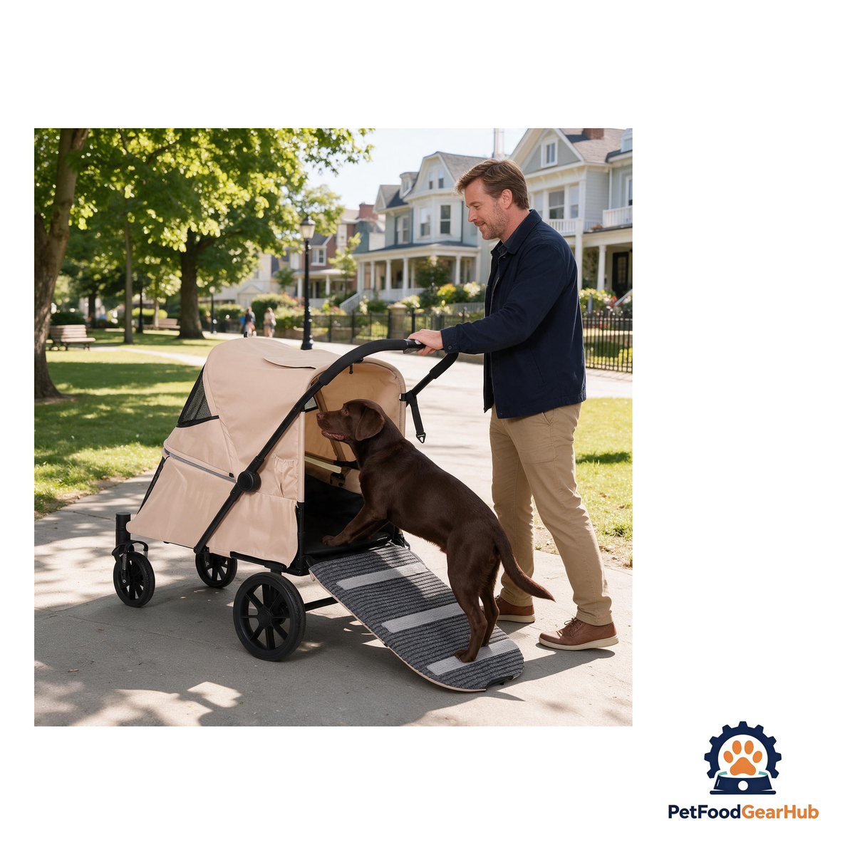PetFoodGearHub Large Foldable Pet Stroller with Ramp - product image 2