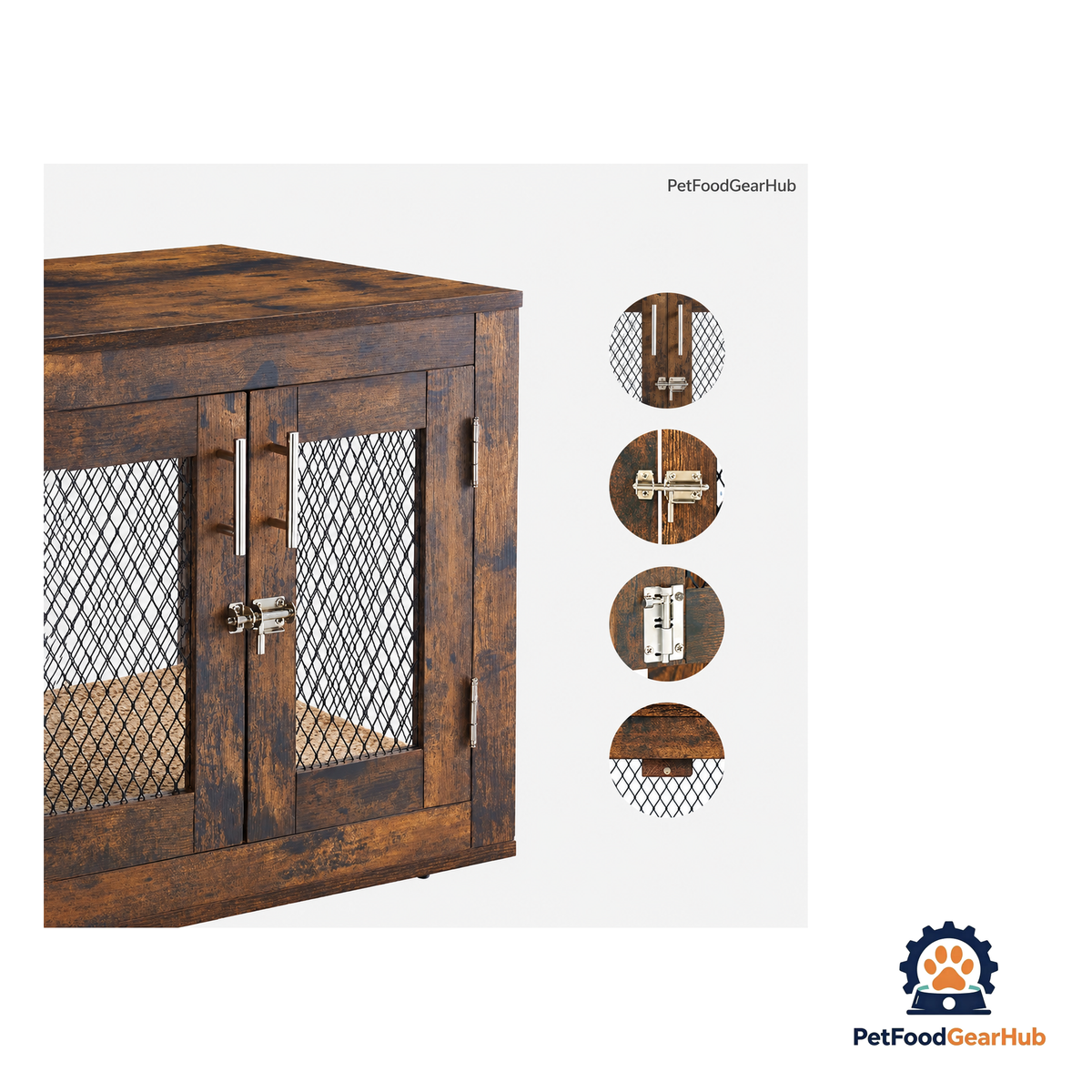 PetFoodGearHub Rustic Dog Crate - product image 8