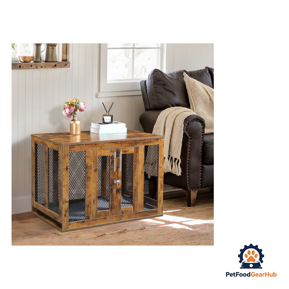 PetFoodGearHub Rustic Dog Crate - product image 10