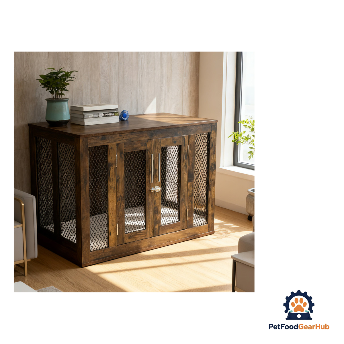PetFoodGearHub Rustic Dog Crate - product image 15