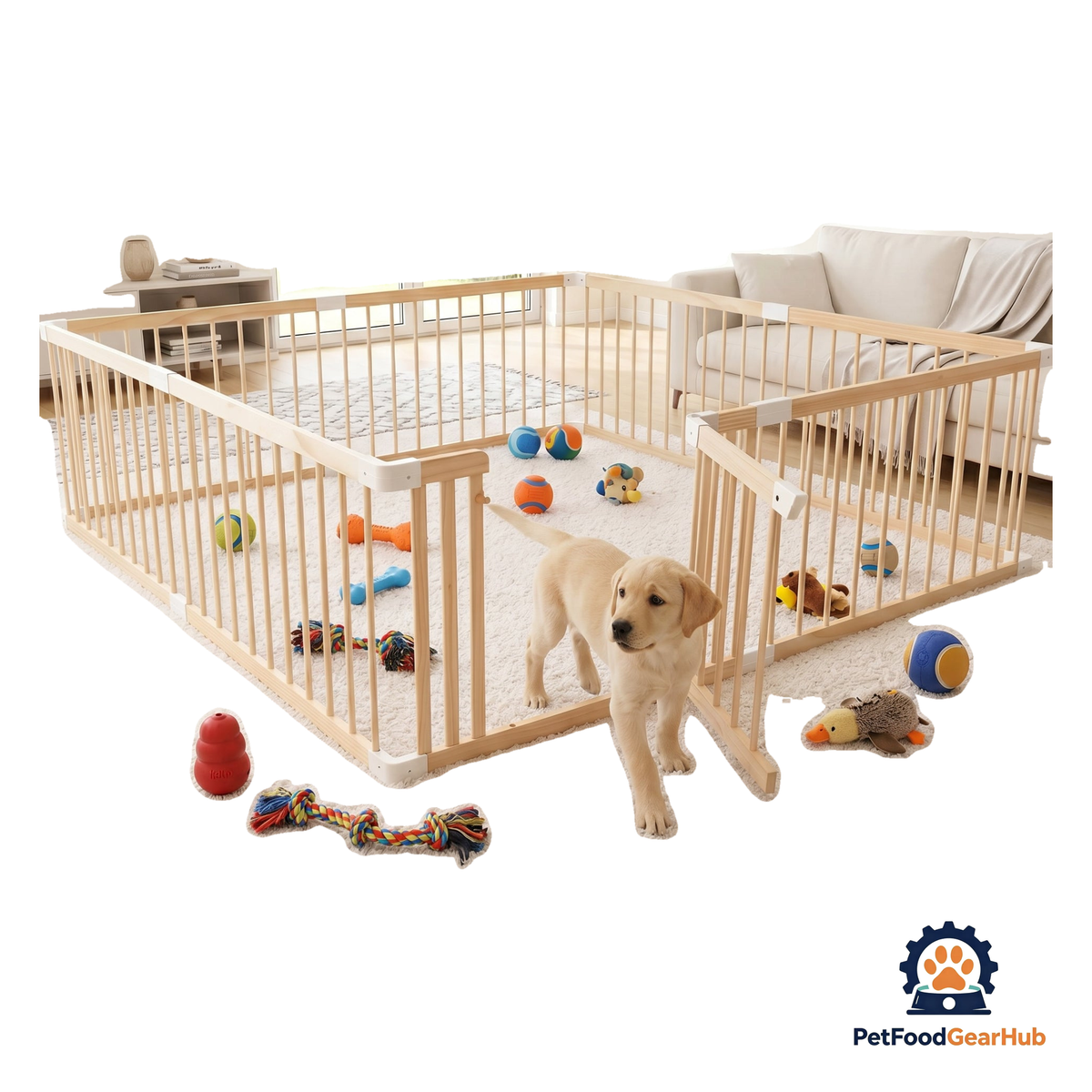 PetFoodGearHub Customizable Natural Timber Pet Playpen - product image 1