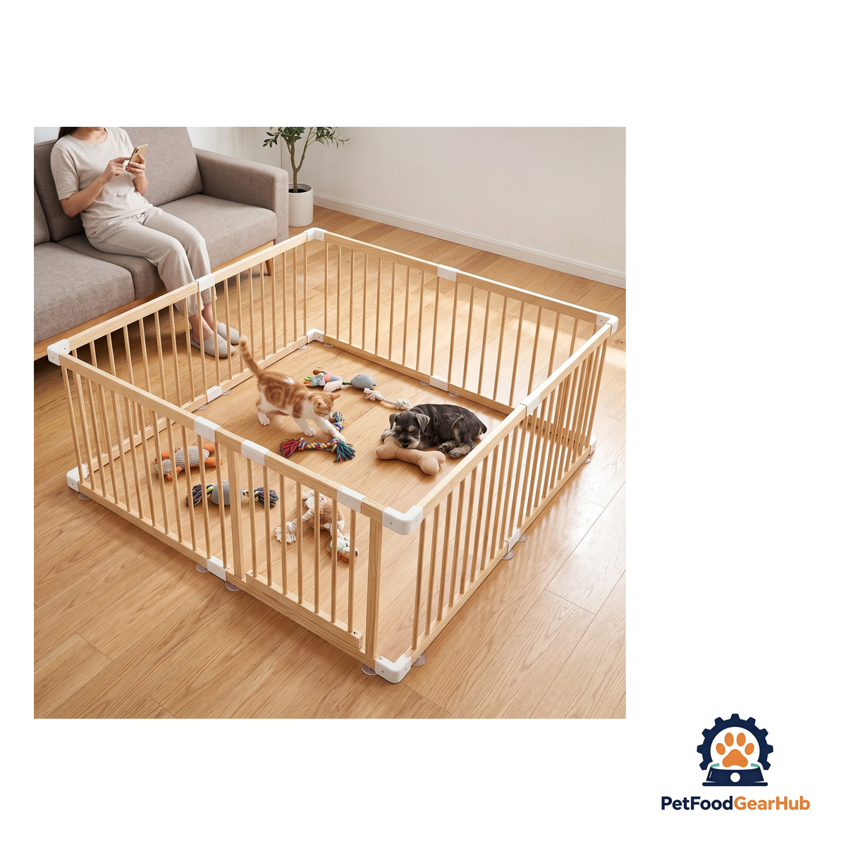 PetFoodGearHub Customizable Natural Timber Pet Playpen - product image 2