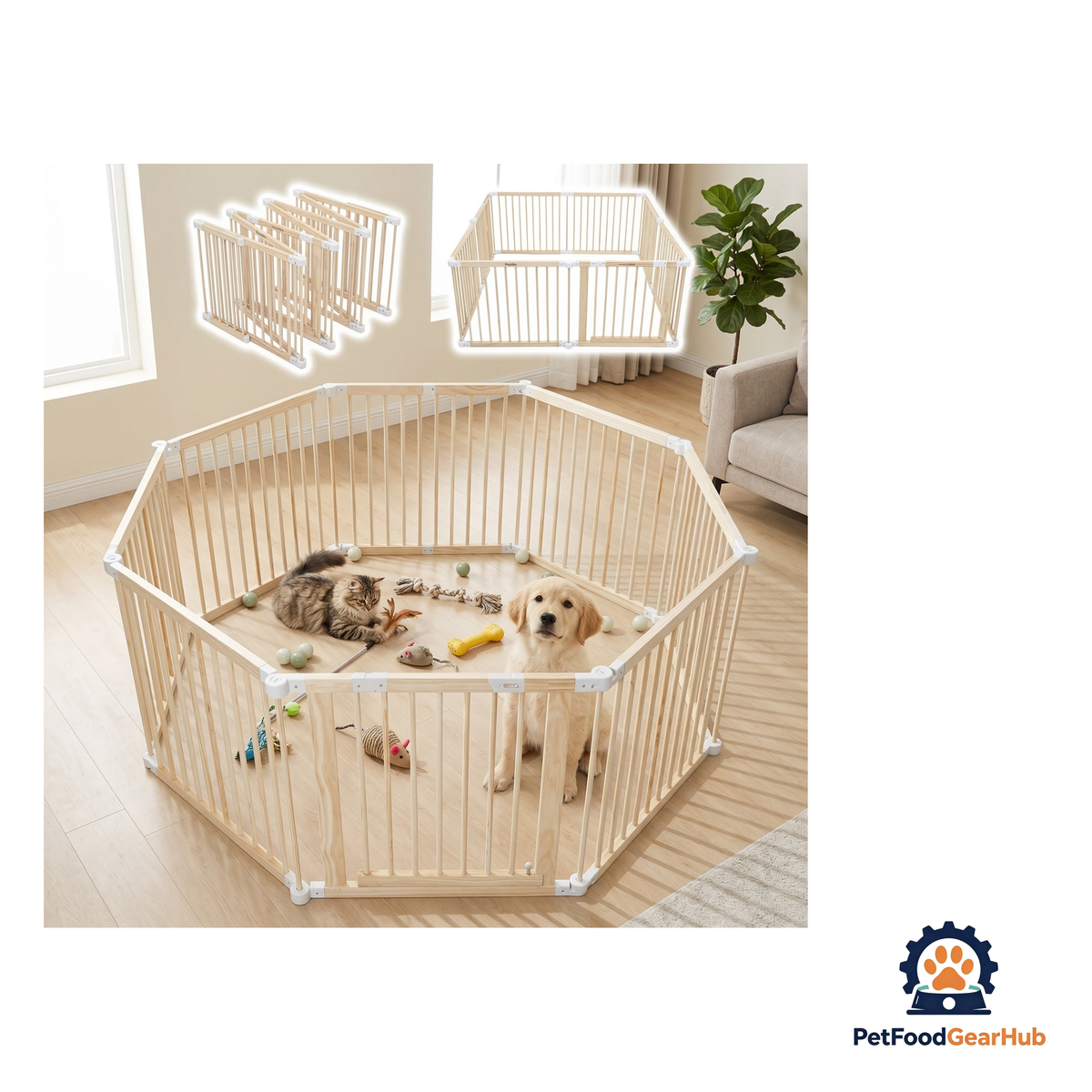 PetFoodGearHub Customizable Natural Timber Pet Playpen - product image 4